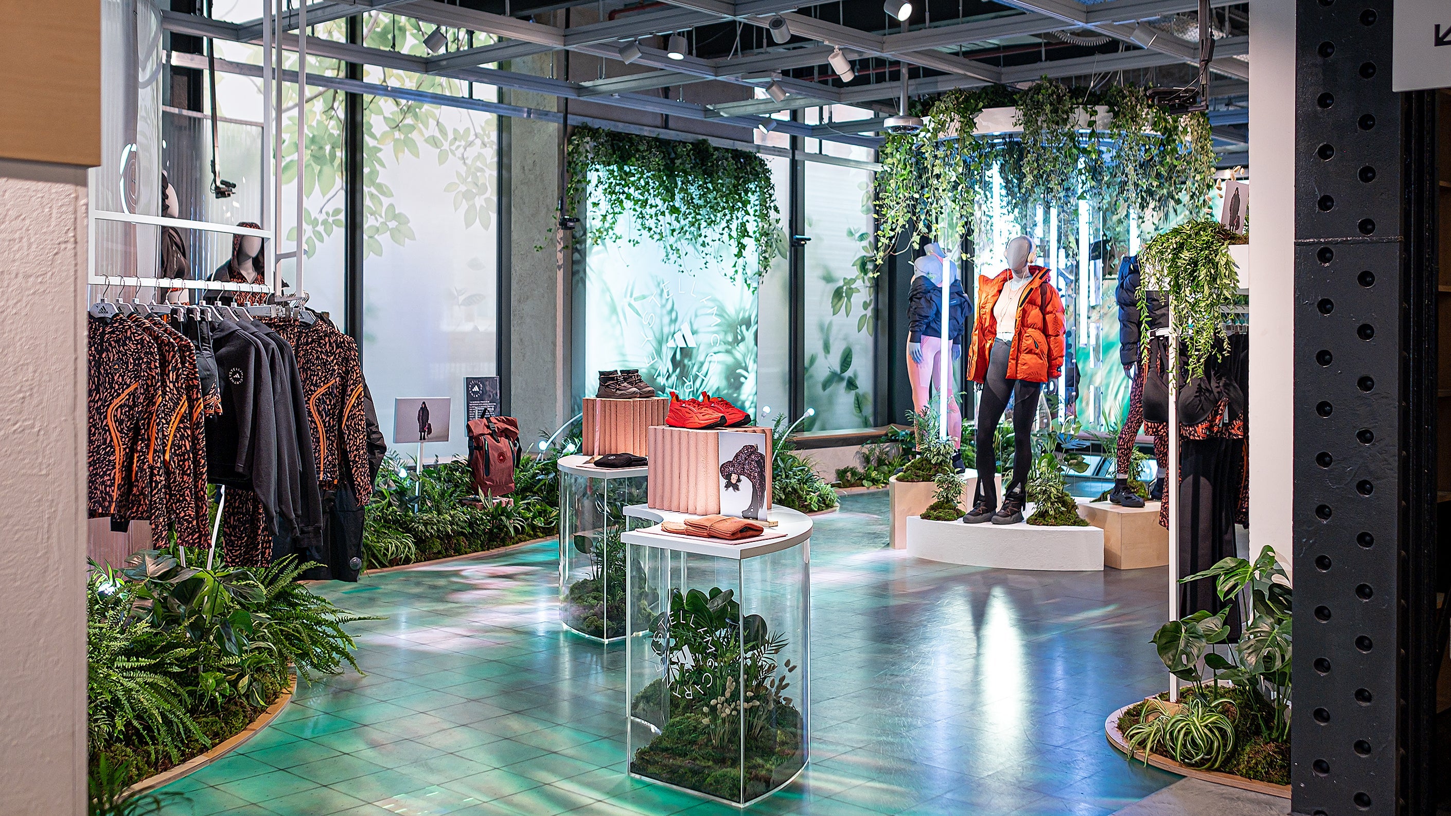 A complete transformation of Adidas' London store with plants for hire creating a beautiful natural landscape.