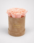 Small Beige Round Suede Rose Box