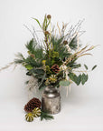 Medium Götenberg Christmas Bouquet: vibrant whites, deep greens, and the rustic elegance of pine cones - Amaranté London