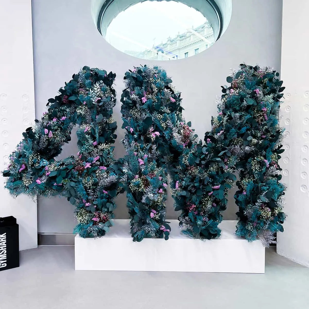 Gymshark partnered with event florist Amaranté London to bring some sustainable floral installations to their London Regents street store