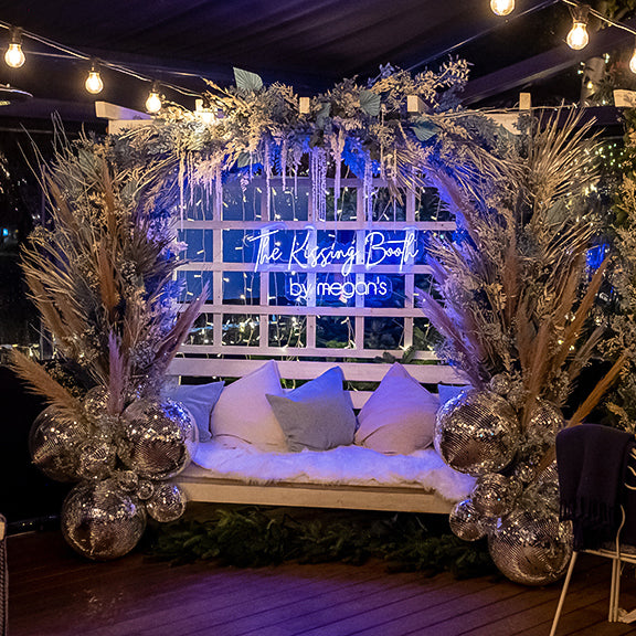 Bespoke floral installations like this floral arch are at the heart of megans winter wonderland created especially for the winter season.
