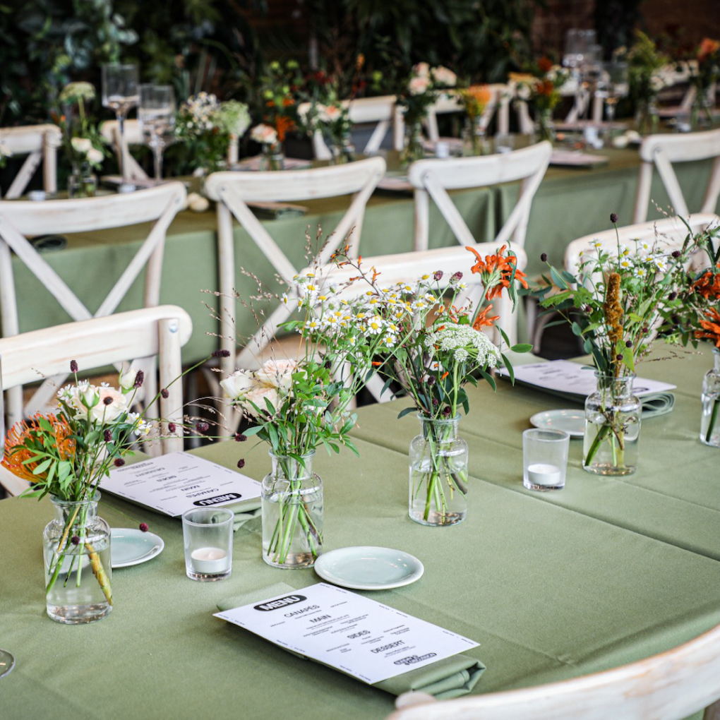 Unique, bespoke table flower arrangements by event florist Amaranté London made especially for Offsprings influencer event.