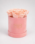 Small Pink Round Suede Rose Box