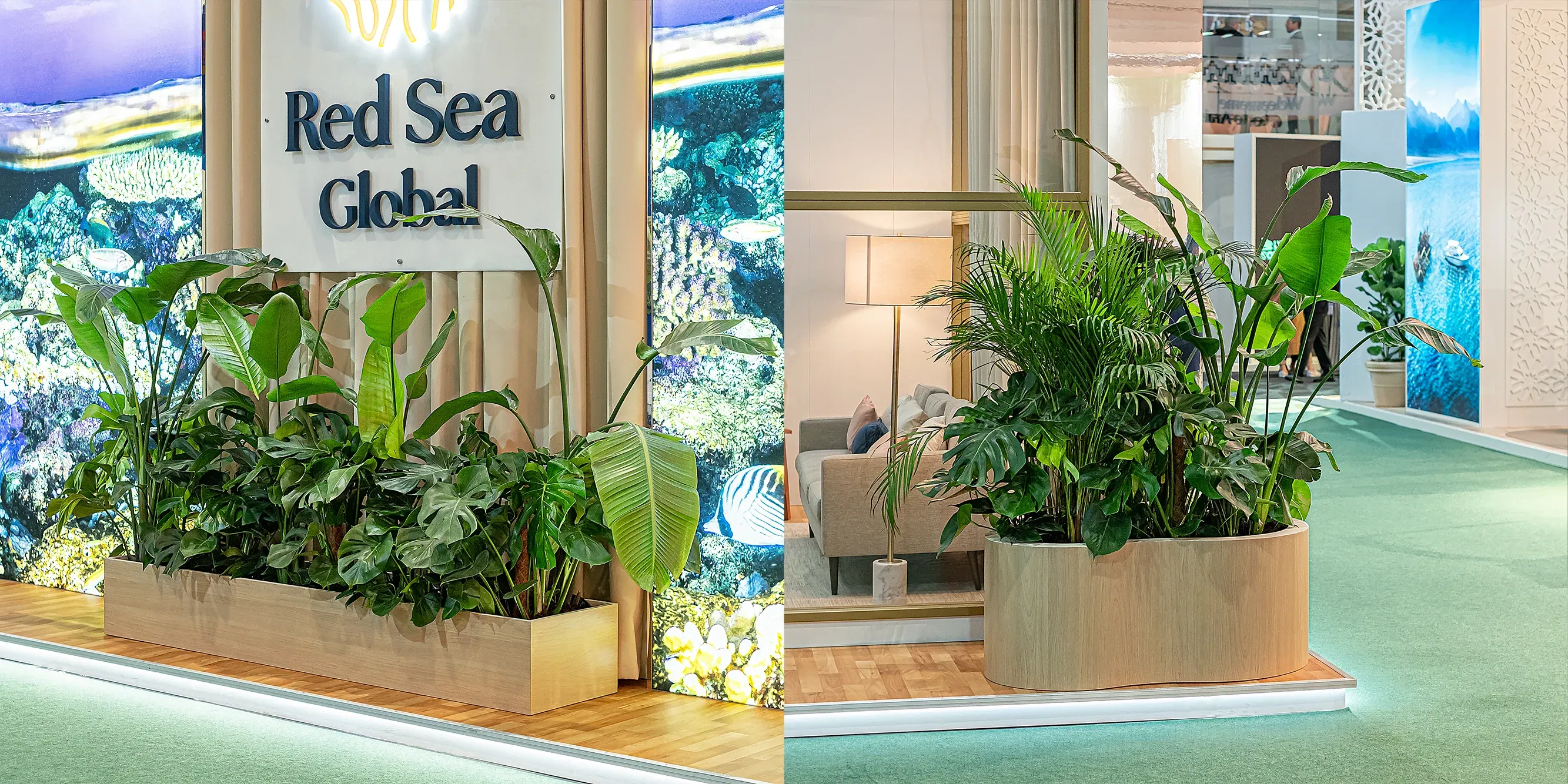 Event florist Amaranté London partnered with Red Sea Global to provide them with plants for hire for a corporate event