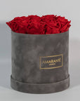 Medium Grey Round Suede Rose Box