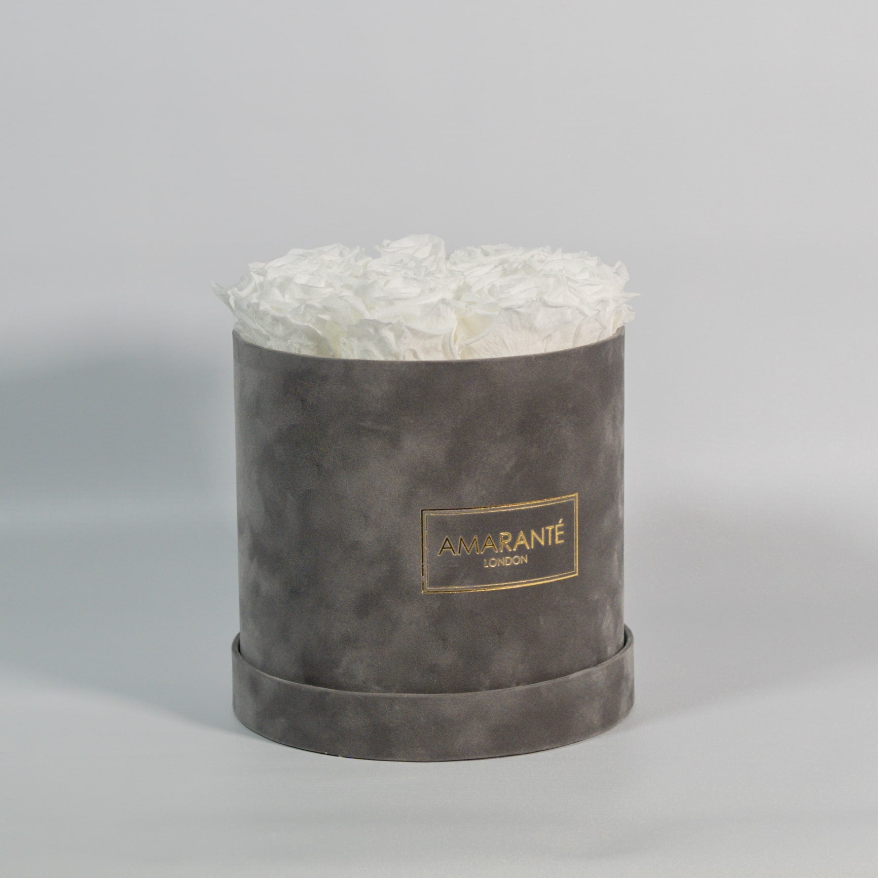 Medium Grey Round Suede Rose Box