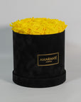 Medium Round Black Suede Rose Box