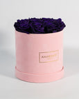 Medium Pink Round Suede Rose Box