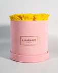 Medium Pink Round Suede Rose Box