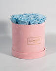 Medium Pink Round Suede Rose Box