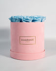 Medium Pink Round Suede Rose Box