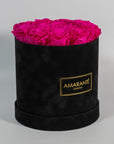 Medium Round Black Suede Rose Box