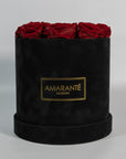 Medium Round Black Suede Rose Box