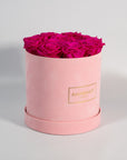Medium Pink Round Suede Rose Box
