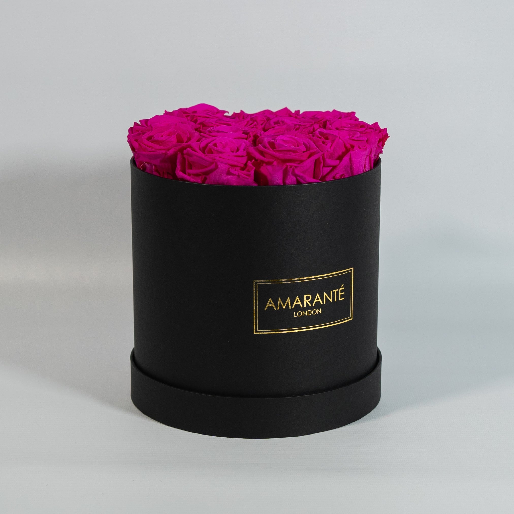 Medium Black Round Matte Rose Box of Infinity Roses