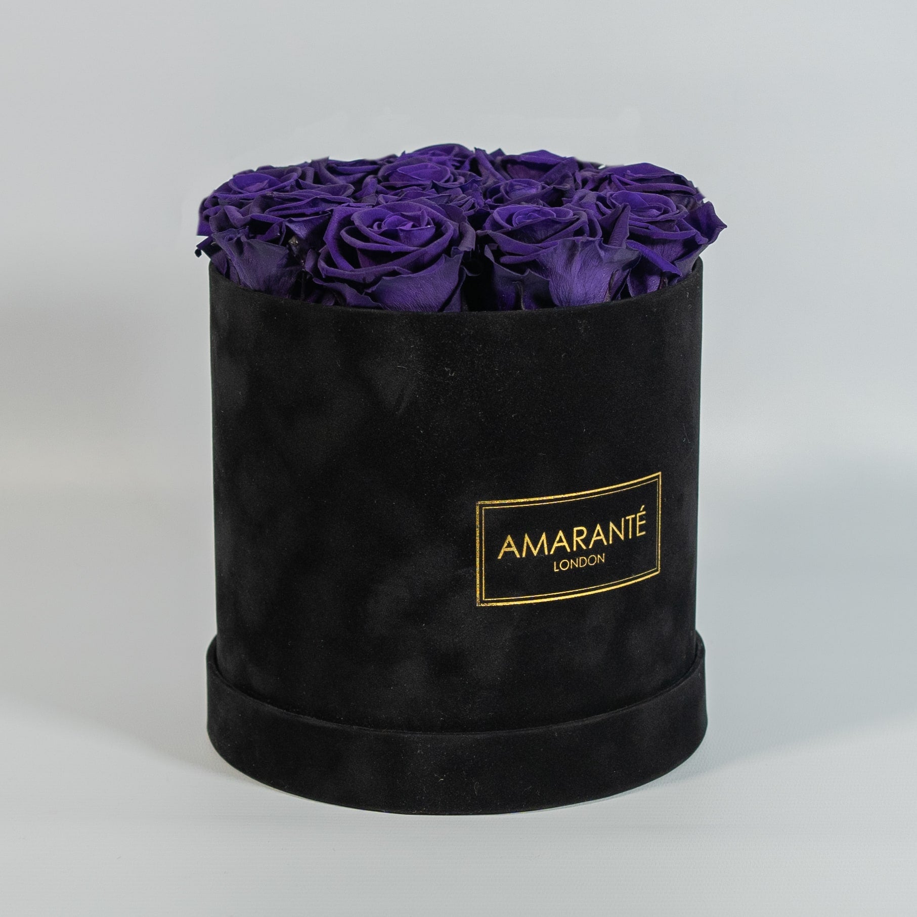 Medium Round Black Suede Rose Box