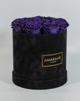 Medium Round Black Suede Rose Box