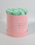 Medium Pink Round Suede Rose Box