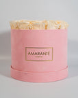 Tranquilising champagne Roses in a dapper pink box
