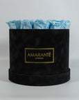 Radiant light blue Roses in a dapper black large box