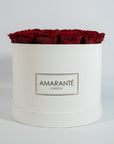Dreamy wine red Roses manifested in a gorgeous white box