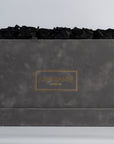 Bold black Roses available in a majestic grey package.