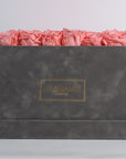 Blushing light pink Roses in a delicate grey sued extra large box