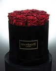 Medium Round Black Suede Rose Box