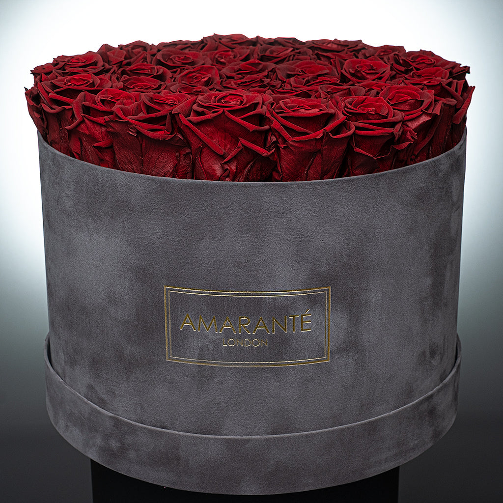 Extra Large Grey Round Suede Rose Box