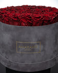 Extra Large Grey Round Suede Rose Box