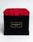 Large Black Suede Square Rose Box