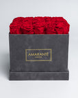 Large Grey Square Suede Rose Box