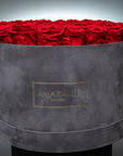 Extra Large Grey Round Suede Rose Box
