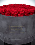 Large Round Grey Suede Rose Box