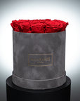Medium Grey Round Suede Rose Box