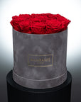 Medium Grey Round Suede Rose Box