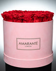 Large Pink Round Suede Rose Box