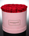 Large Pink Round Suede Rose Box
