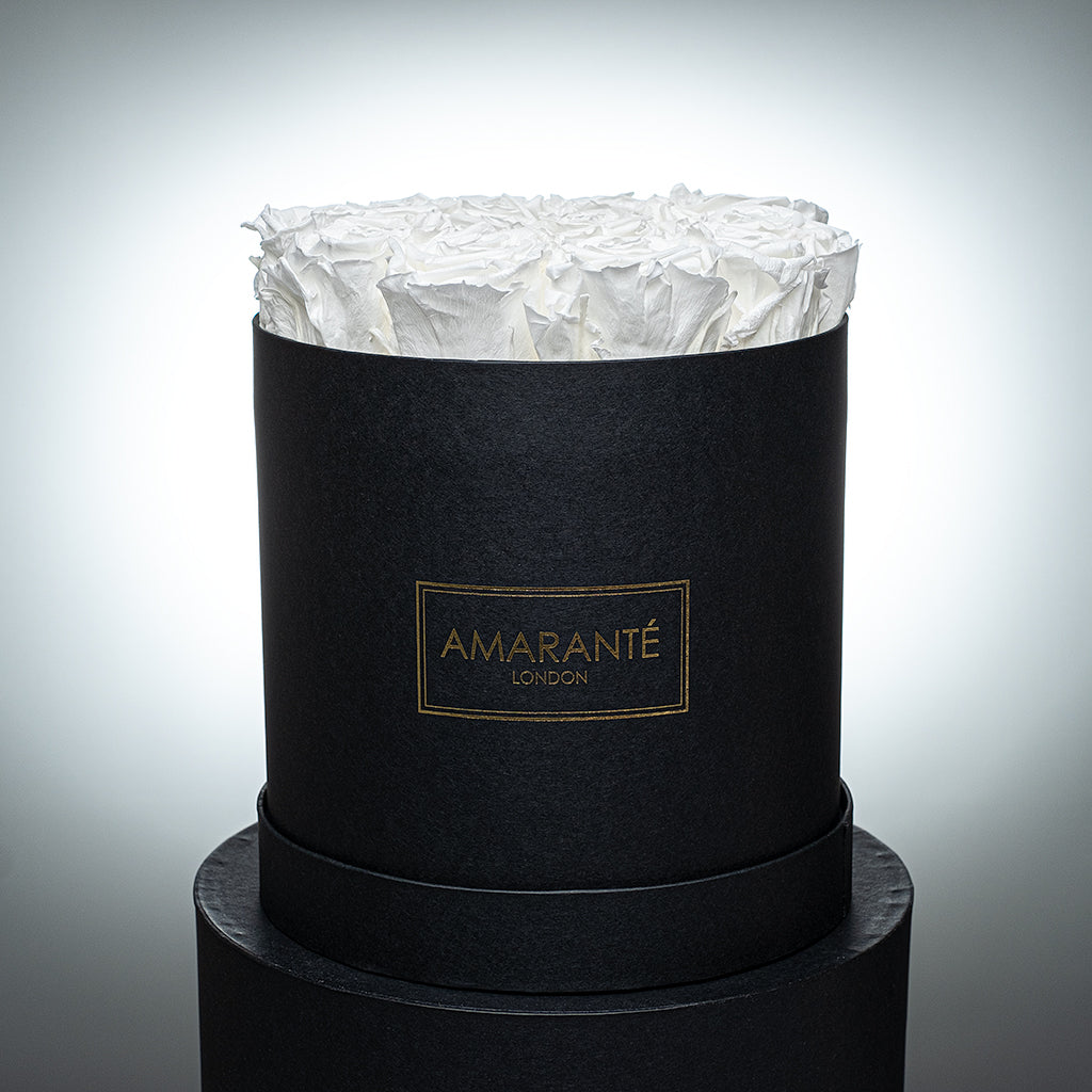 Medium Black Round Matte Rose Box of Infinity Roses