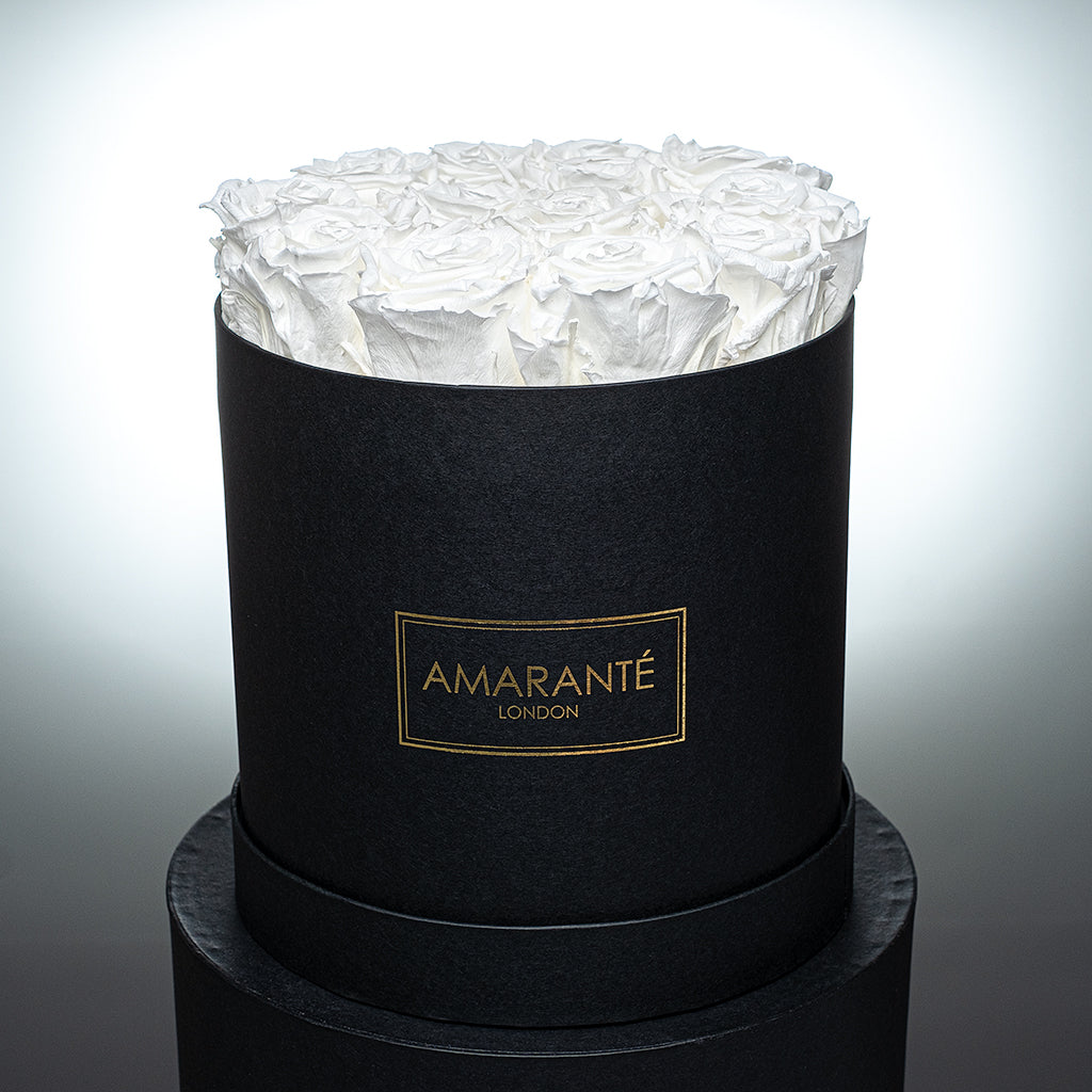 Medium Black Round Matte Rose Box of Infinity Roses