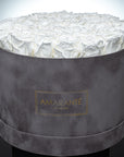 Extra Large Grey Round Suede Rose Box