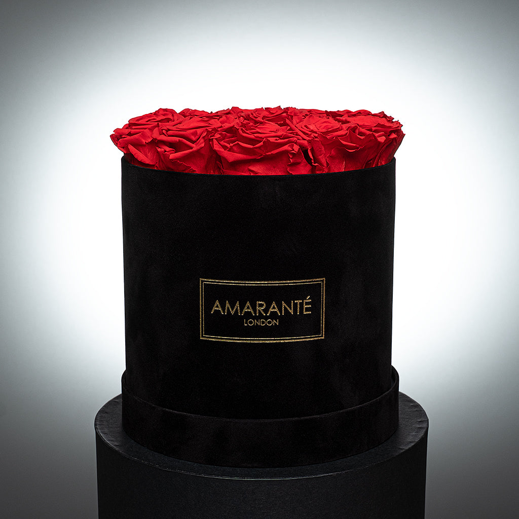 Medium Round Black Suede Rose Box