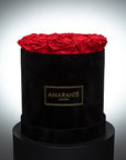 Medium Round Black Suede Rose Box