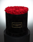 Medium Round Black Suede Rose Box