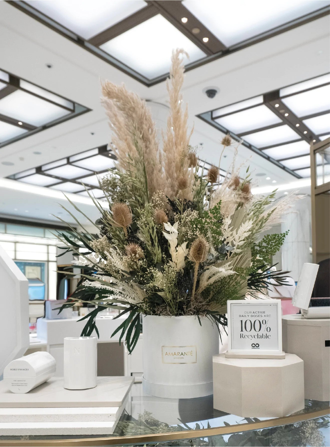 Nobel Panacea at Harrods in London Chooses Amaranté Event Florist