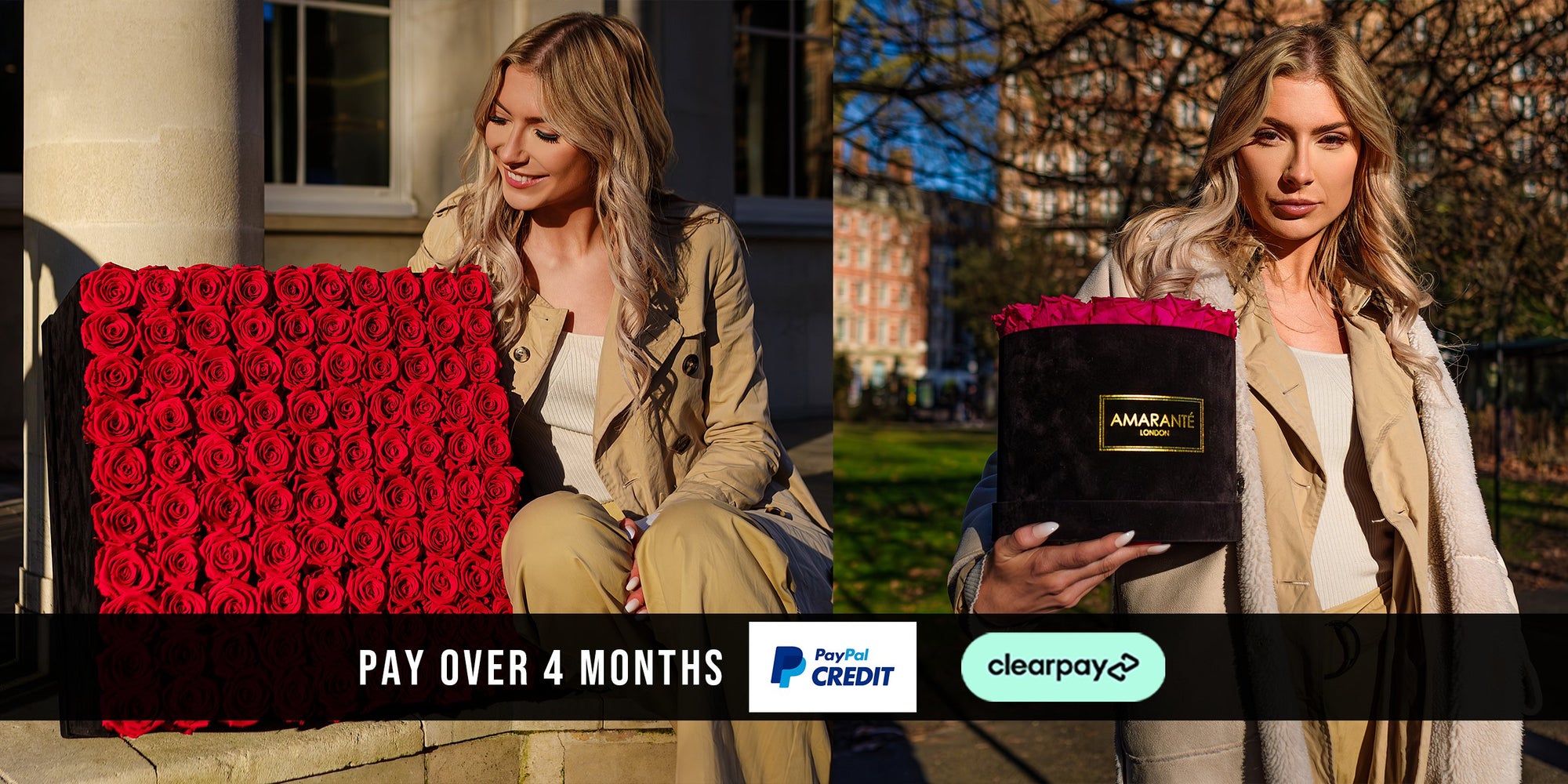 Luxury Infinity Roses in elegant round or square boxes in matte and suede finishes - Amaranté London