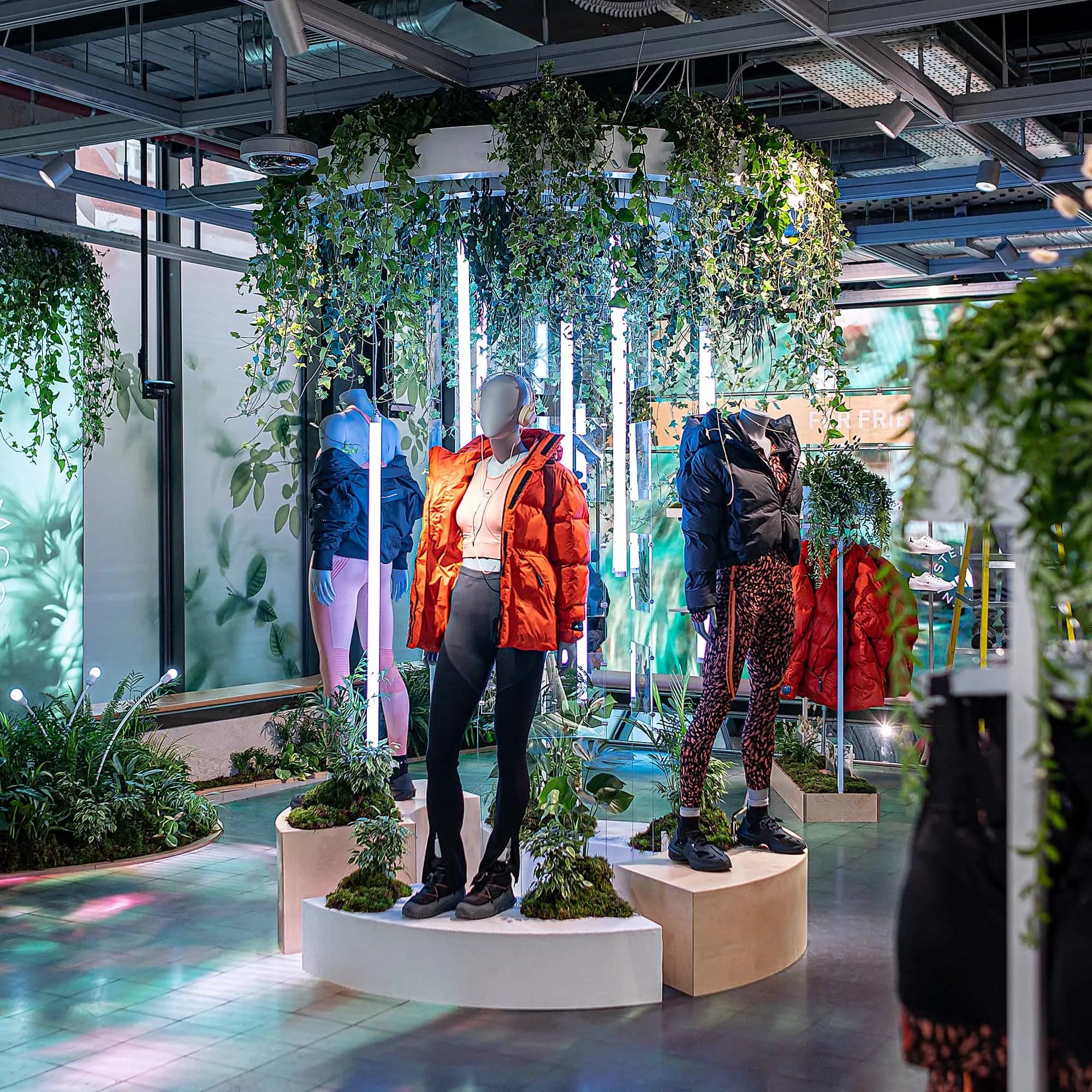 Bespoke Floral Installation for Adidas London store, plant installations by Amaranté London
