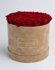 Large Beige Round Suede Rose Box