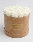 Large Beige Round Suede Rose Box