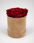 Small Beige Round Suede Rose Box